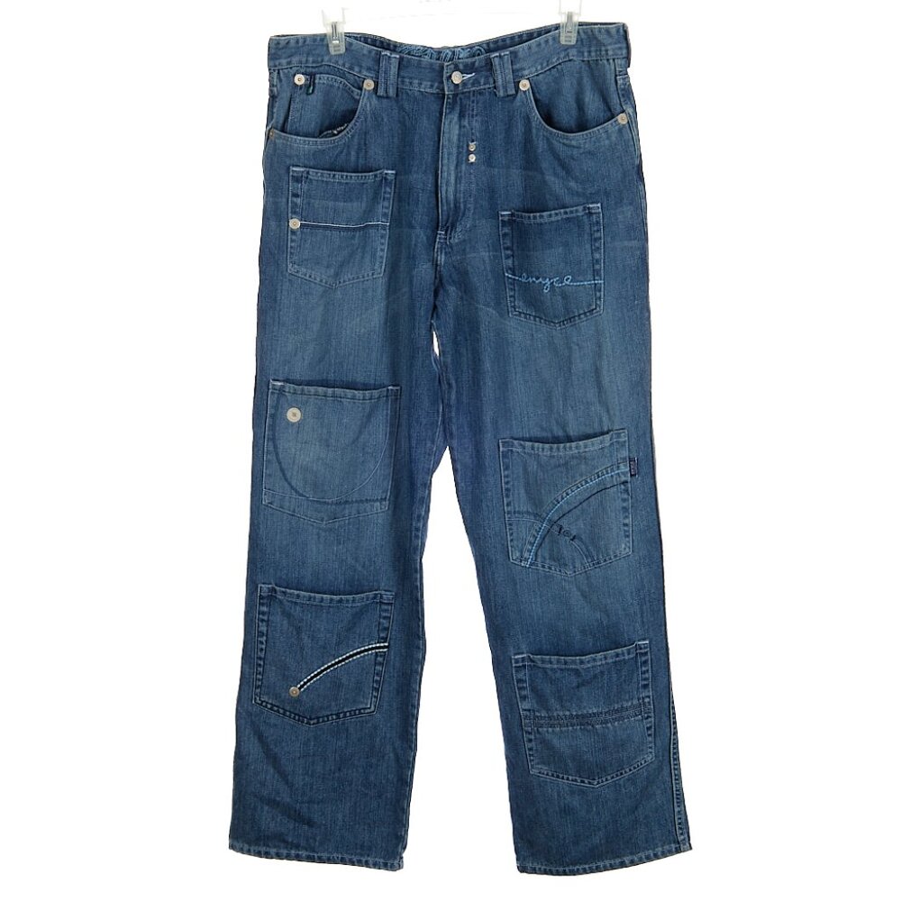 Vintage y2k 90s Enyce Baggy Cargo Embroidered Jeans Men's Size 40